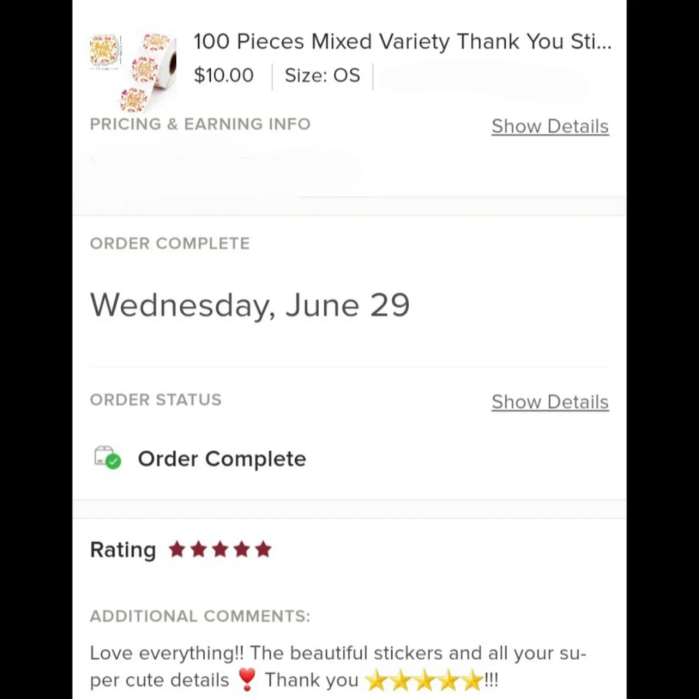100 Pieces Mixed Variety Thank You Stickers